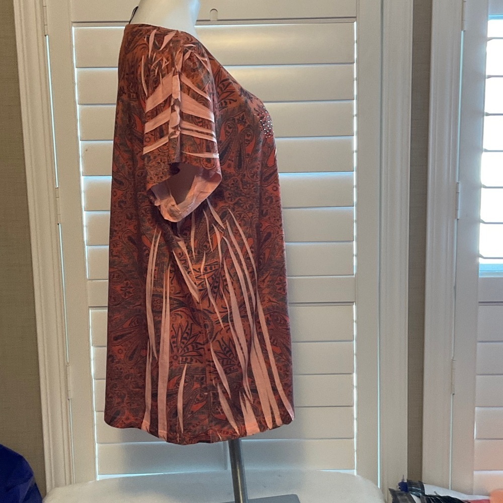Susan Lawrence Rust Patterned Blouse - Picture 3 of 7